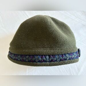 L.L. Bean Olive Green Fleece Beanie with Adjustable Trim
